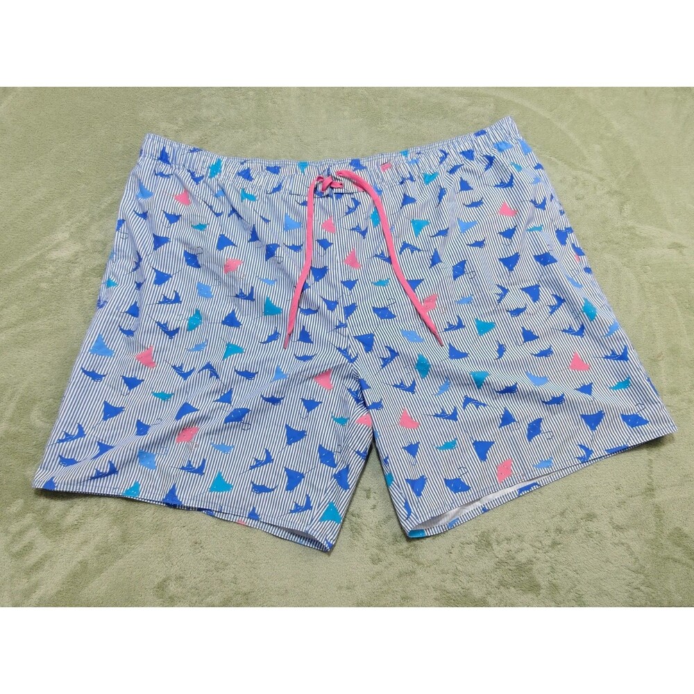 True Nation DXL Mens 5XL Swim Trunks Shorts Blue Striped Stingray Mesh Lined
